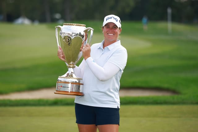 Lauren Coughlin of the United States poses with the trophy after the final round of the CPKC