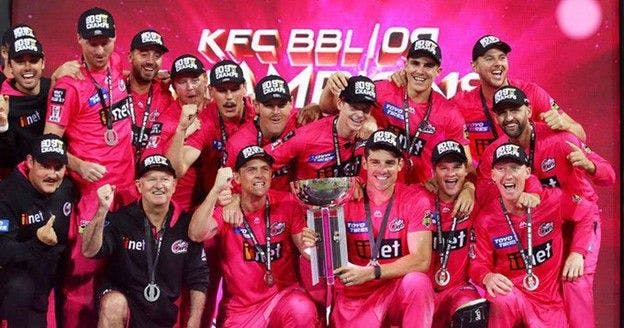 A team celebrating winning the Big Bash League in cricket 
