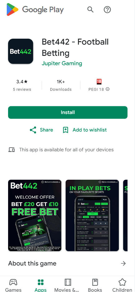 Bet442 android application