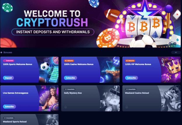 Cryptorush Bonus Offers