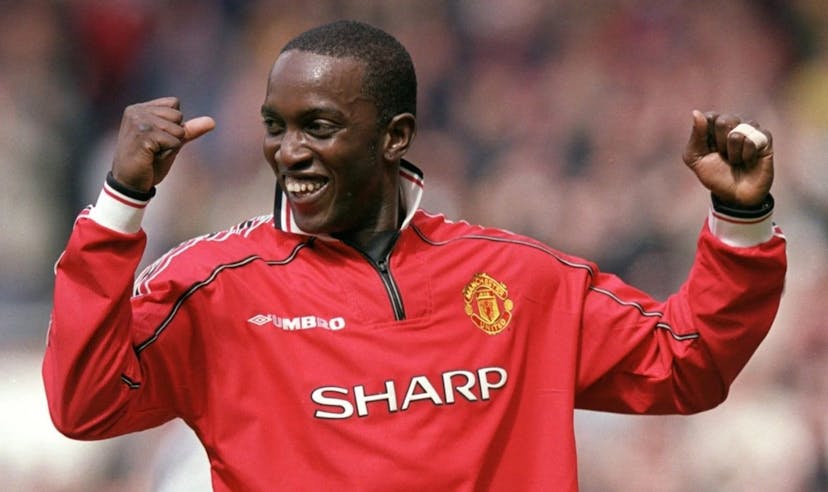 Dwight York in a Manchester United jersey