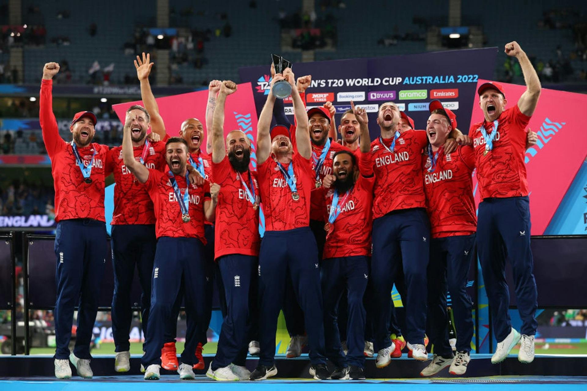 England celebrates winning T20 World Cup trophy 