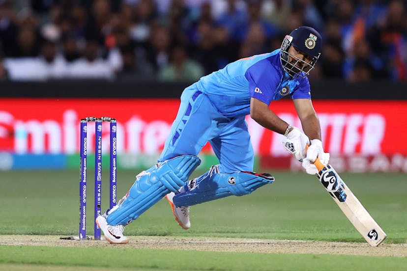 Rishabh Pant of India bats during the ICC Men's T20 World Cup Semi Final match between India and England at Adelaide Oval on November