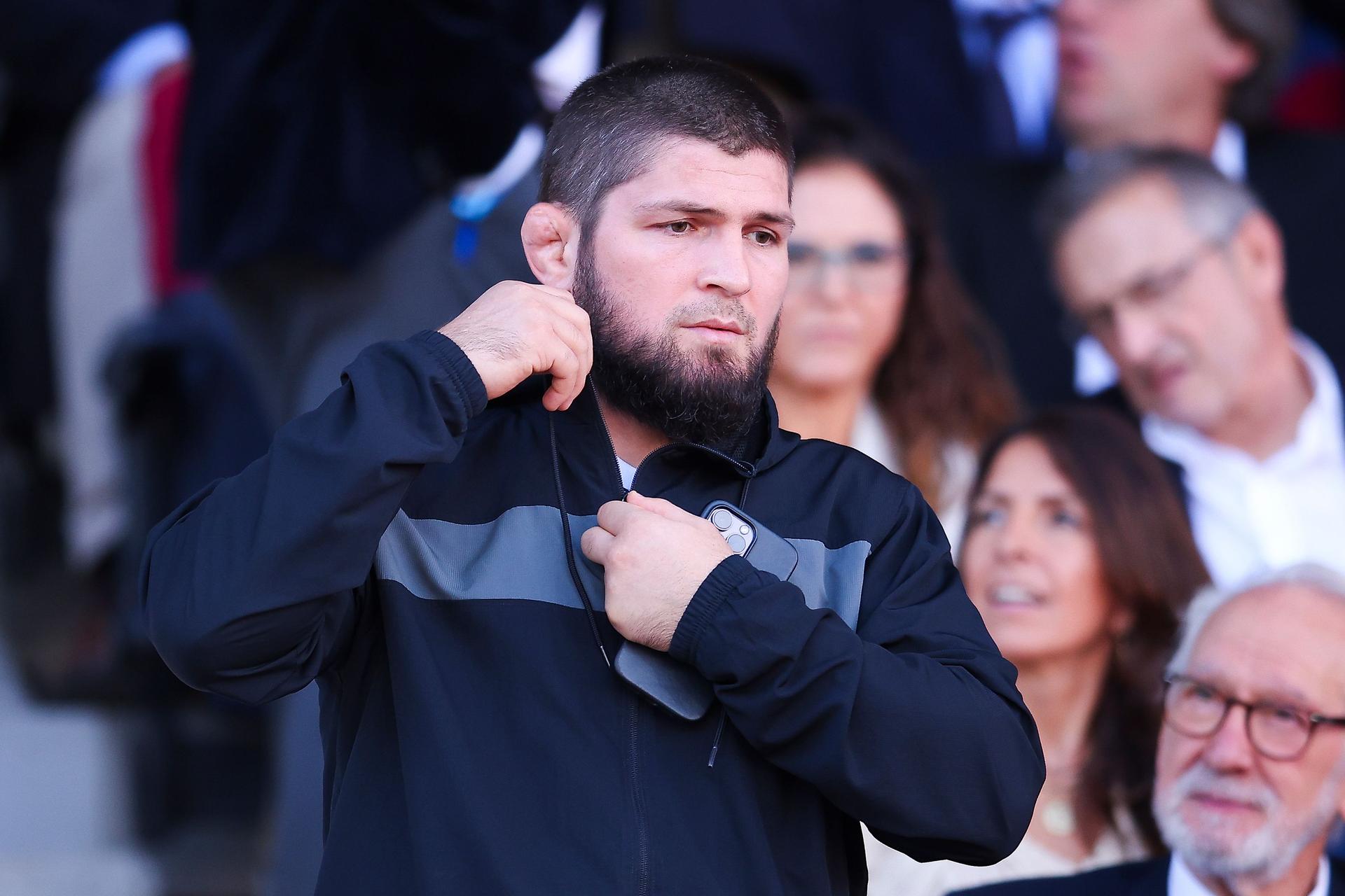 Khabib Nurmagomedov is seen during the LaLiga EA Sports match