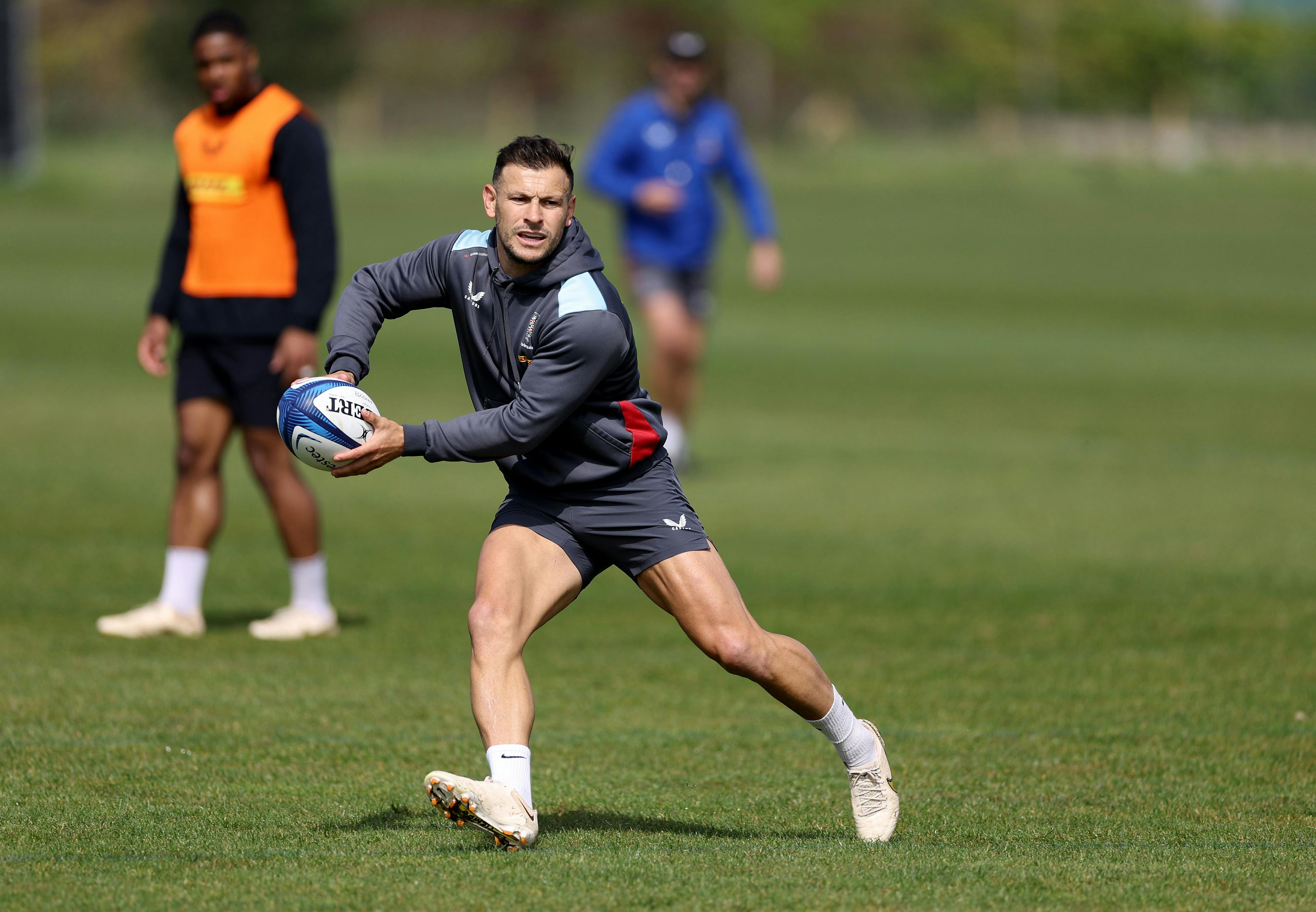Danny Care of Harlequins takes part in a training session at Surrey Sports Park