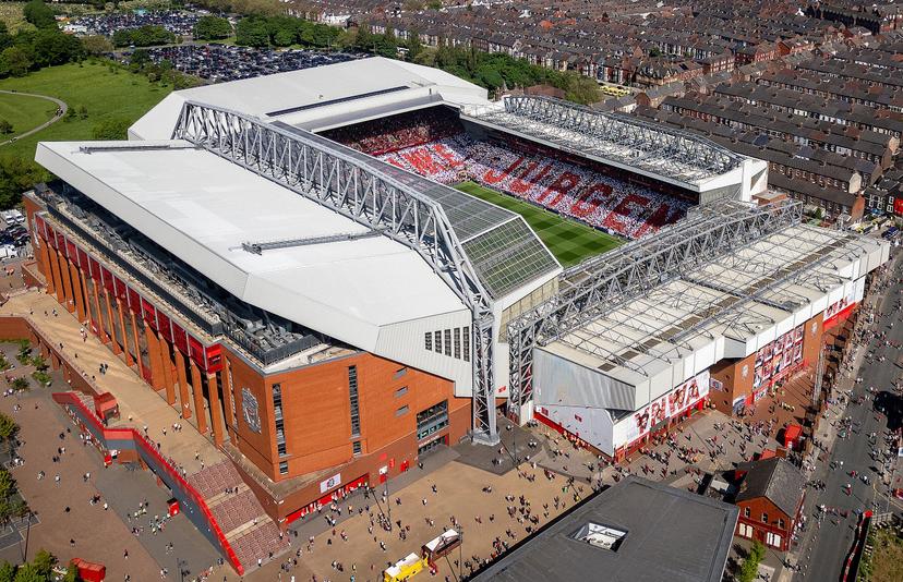 In this aerial view Liverpool Football Club 