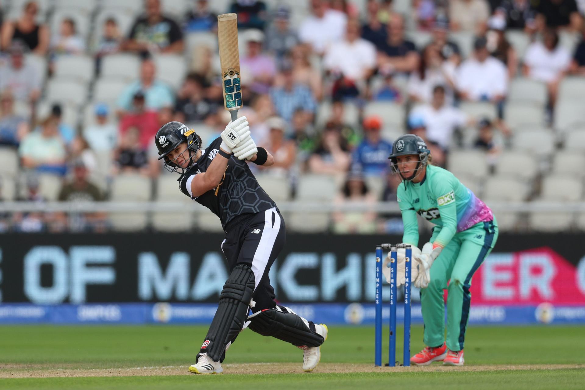 Laura Wolvaardt of Manchester Originals bats during The Hundred match between Manchester Originals Women 