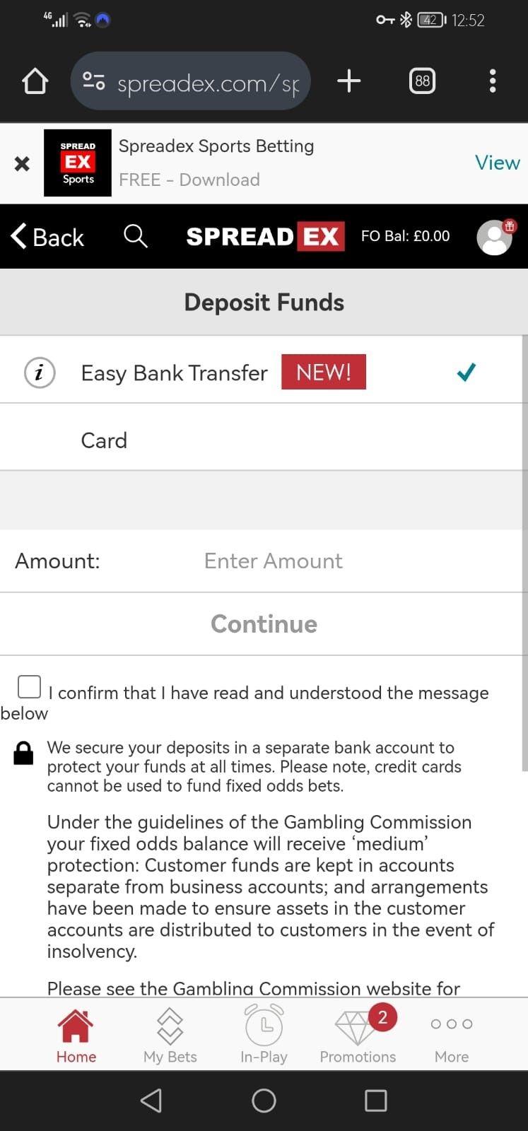 Spreadex Deposit Methods