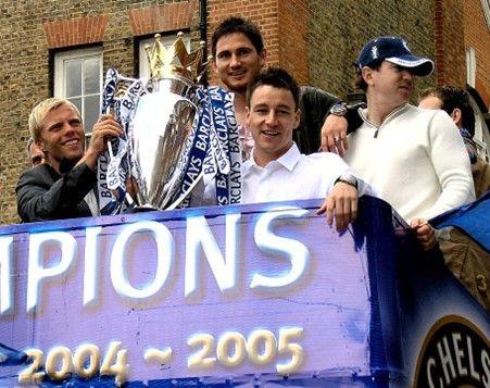 John Terry celebrating his first Premier League title with Chelsea 