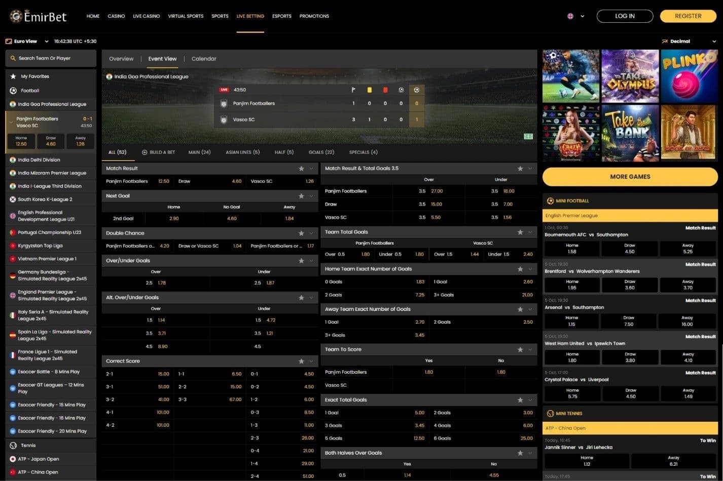 Live Betting on Emirbet Sportsbook