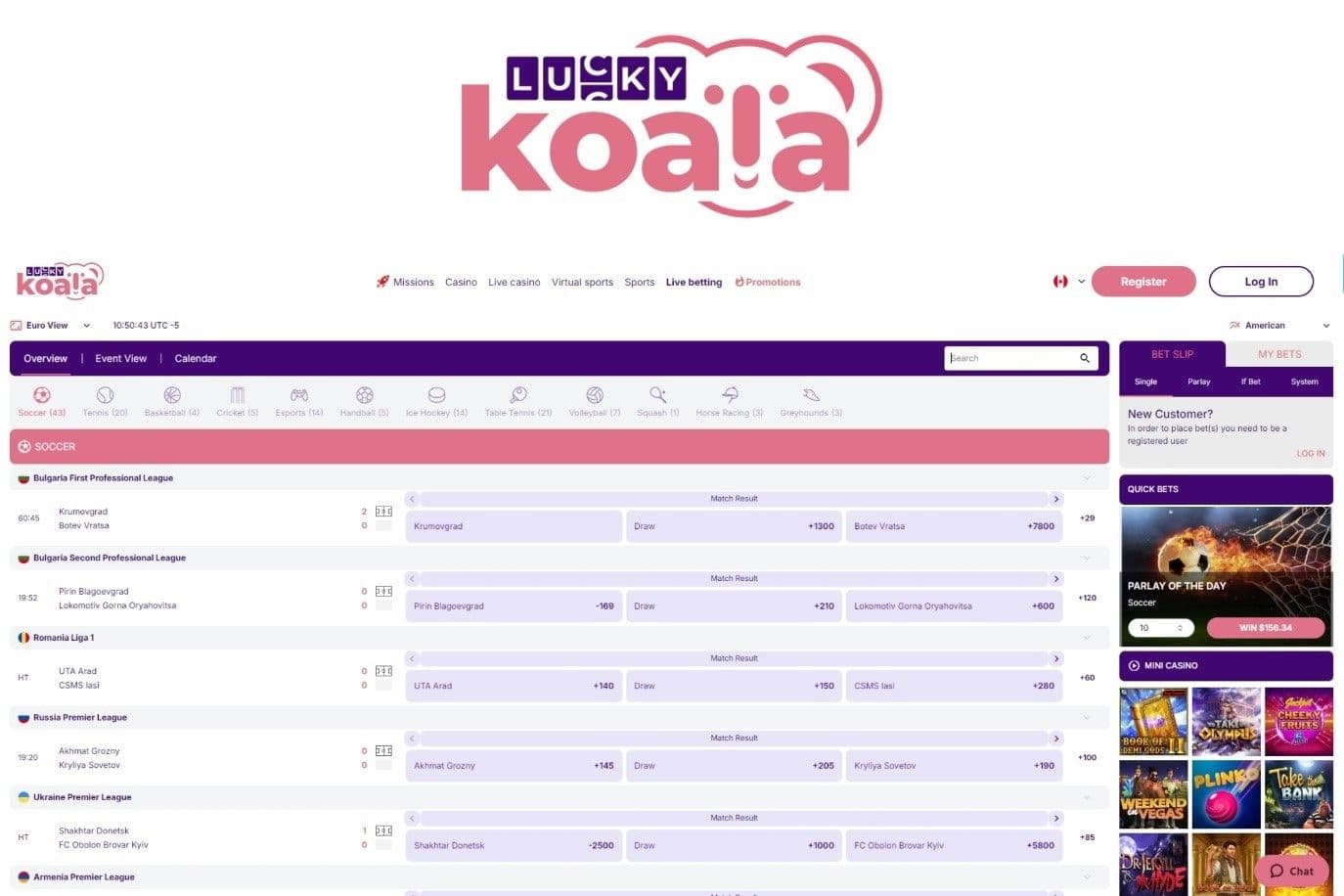 Live Betting on Lucky Koala