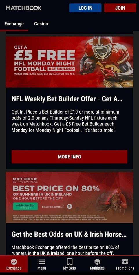 Matchbook weekly bet builder