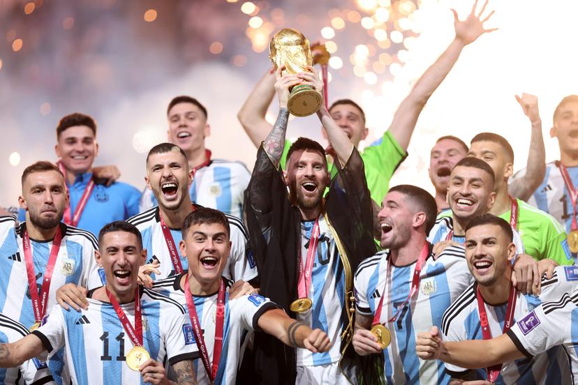 Image for Argentina captain Lionel Messi celebrating//Getty