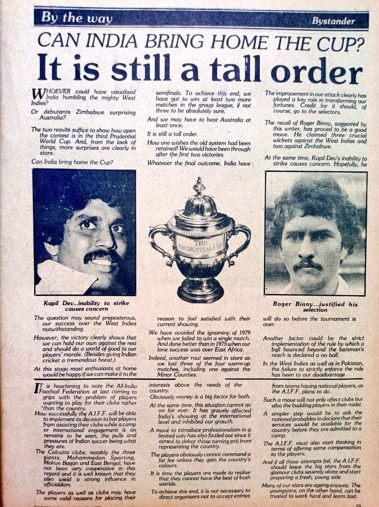 Newspaper Clipping Can India Bring Home The World Cup.jpeg