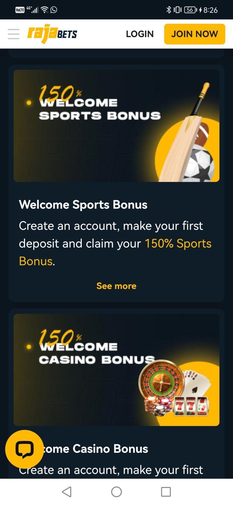 Bonuses at Rajabets