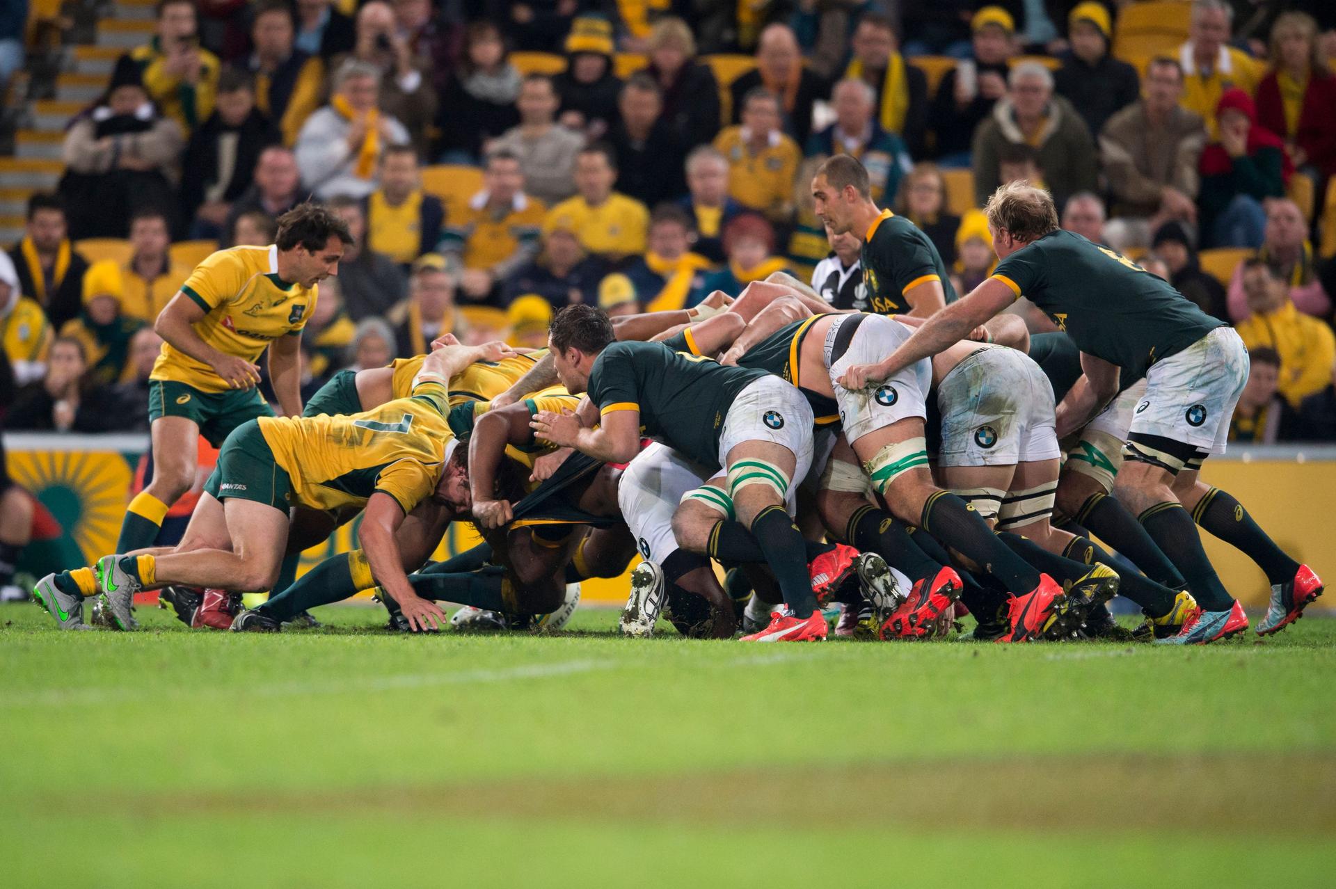 Scrum packs down during The Rugby Championship match between the Australia Wallabies and South Africa 