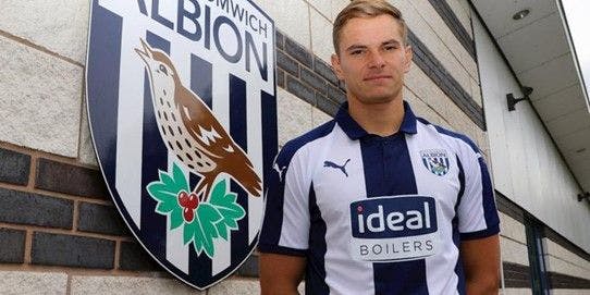 Conor Townsend in a West Brom football club jersey