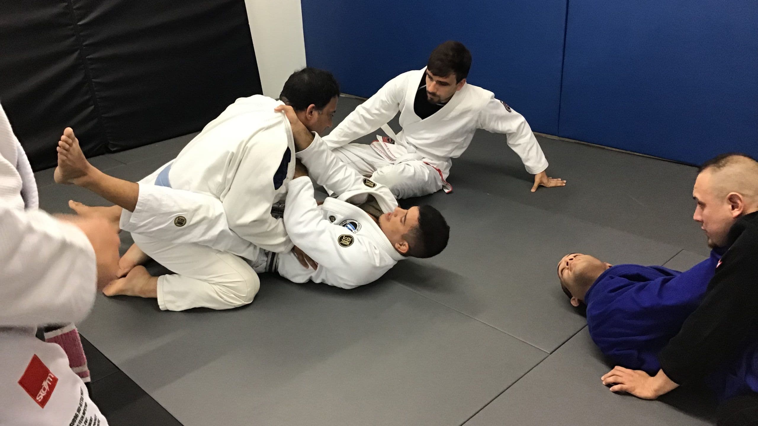 Martial arts practitioners during a practice session