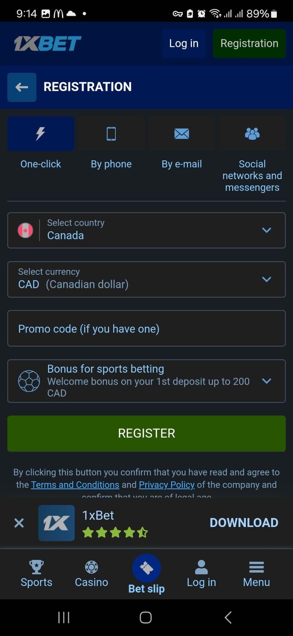 1XBET Registration Guide