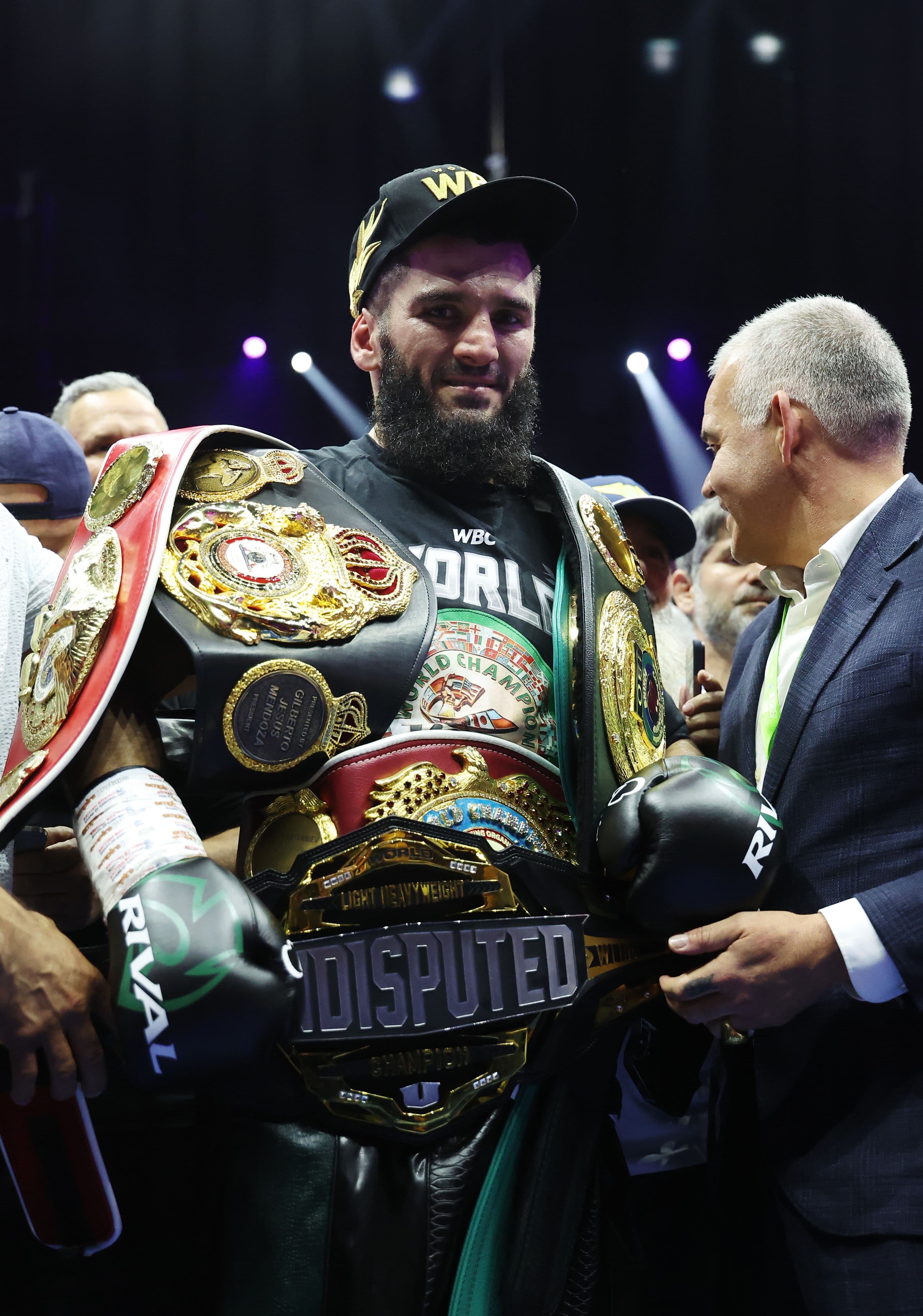 Artur Beterbiev celebrates victory