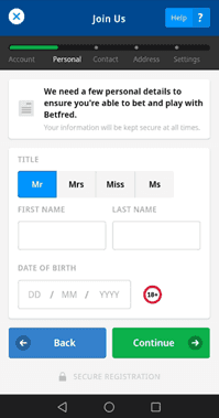 Betfred Registration Step 3