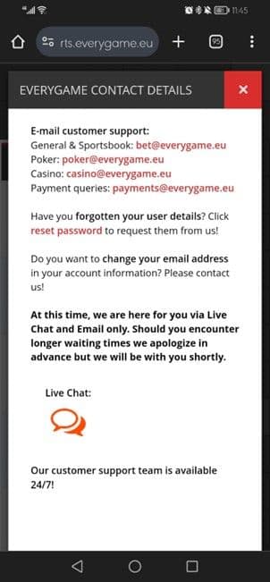 Everygame contact details