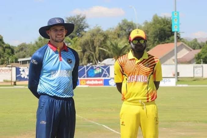 Gerhard Erasmus Namibia Captain With Uganda Captain.jpg