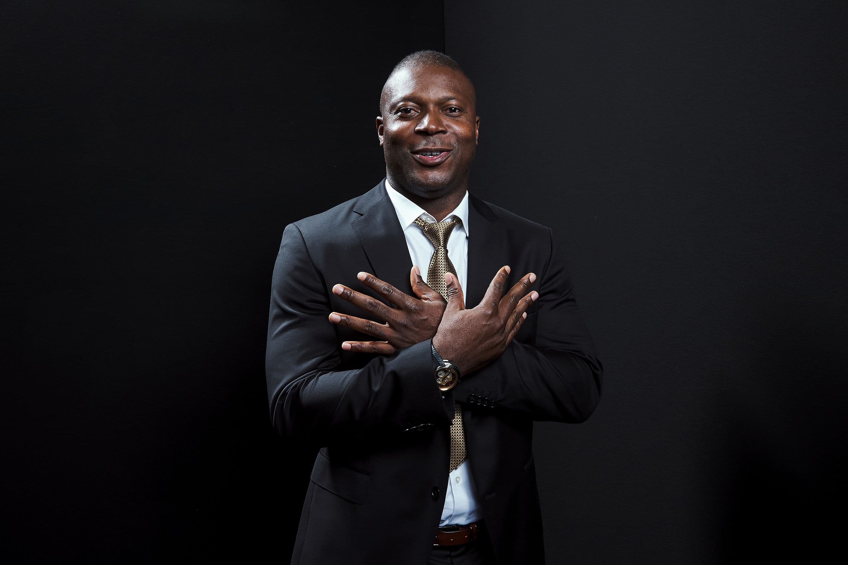 FIFA Legend Yakubu Aiyegbeni poses for a portrait in the photo booth 