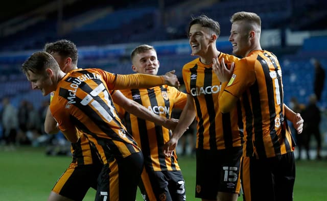 Alfie Jones of Hull City celebrates 