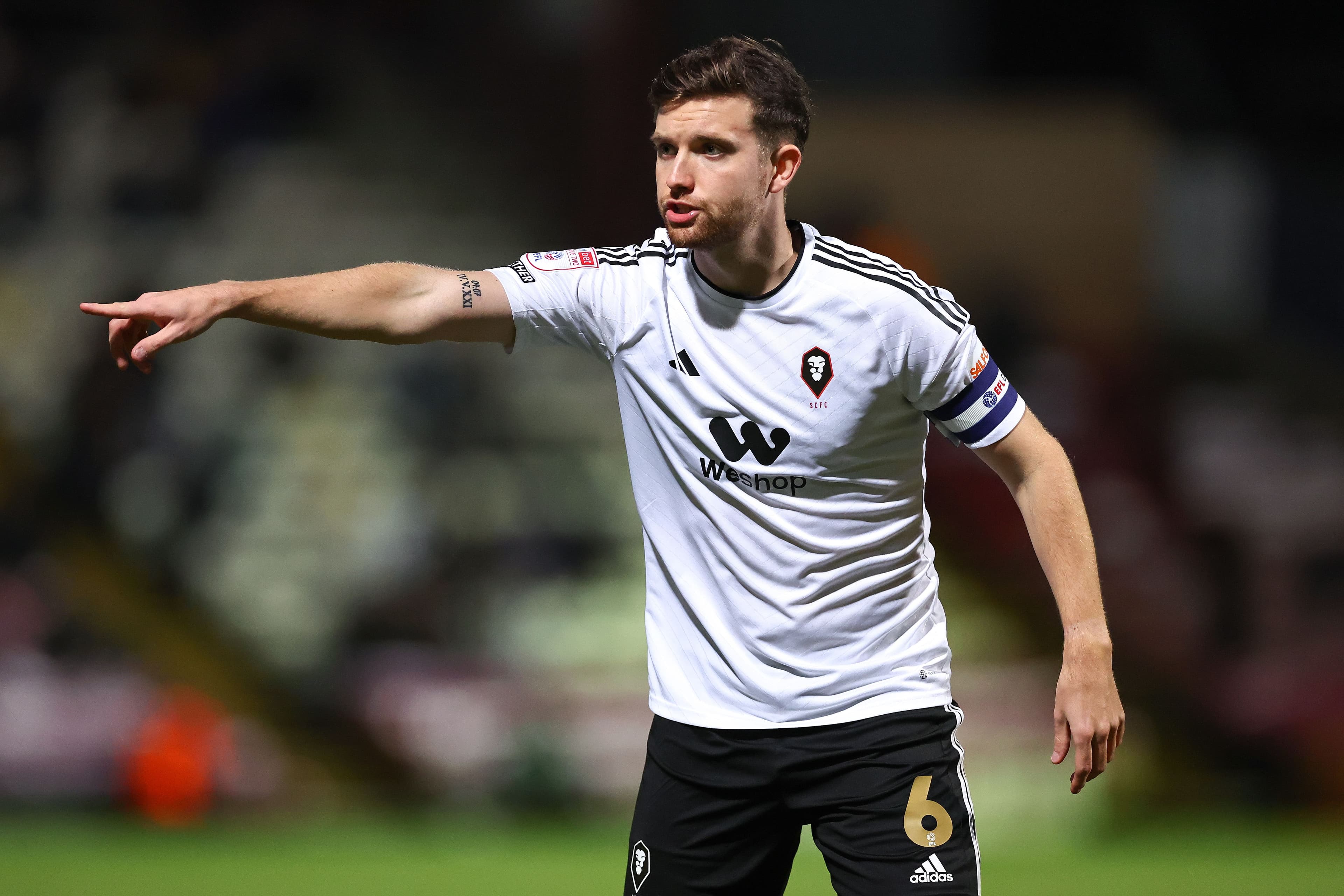 Elliot Watt of Salford City during the Sky Bet League Two 