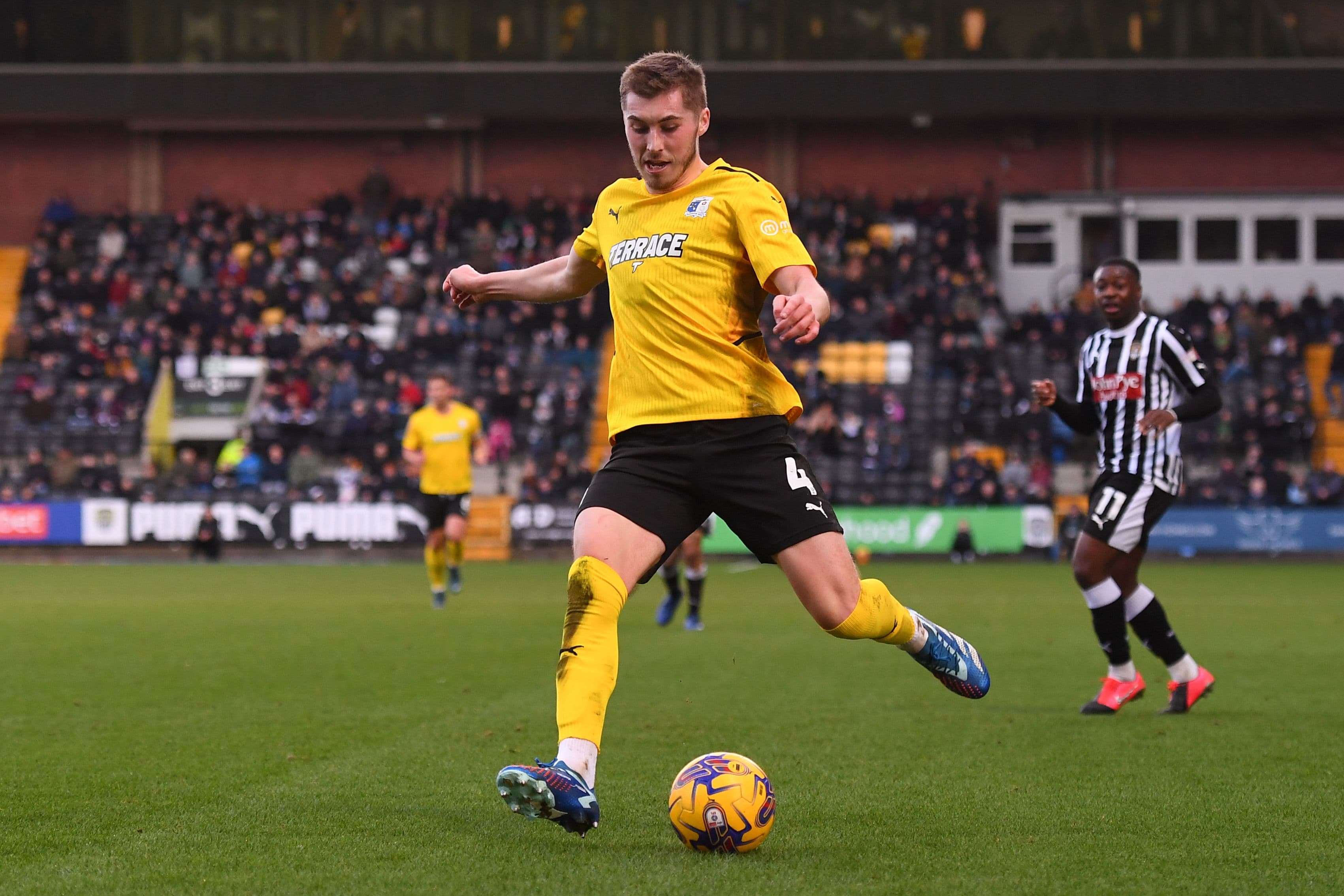 Dean Campbell is in action during the Sky Bet League 2 