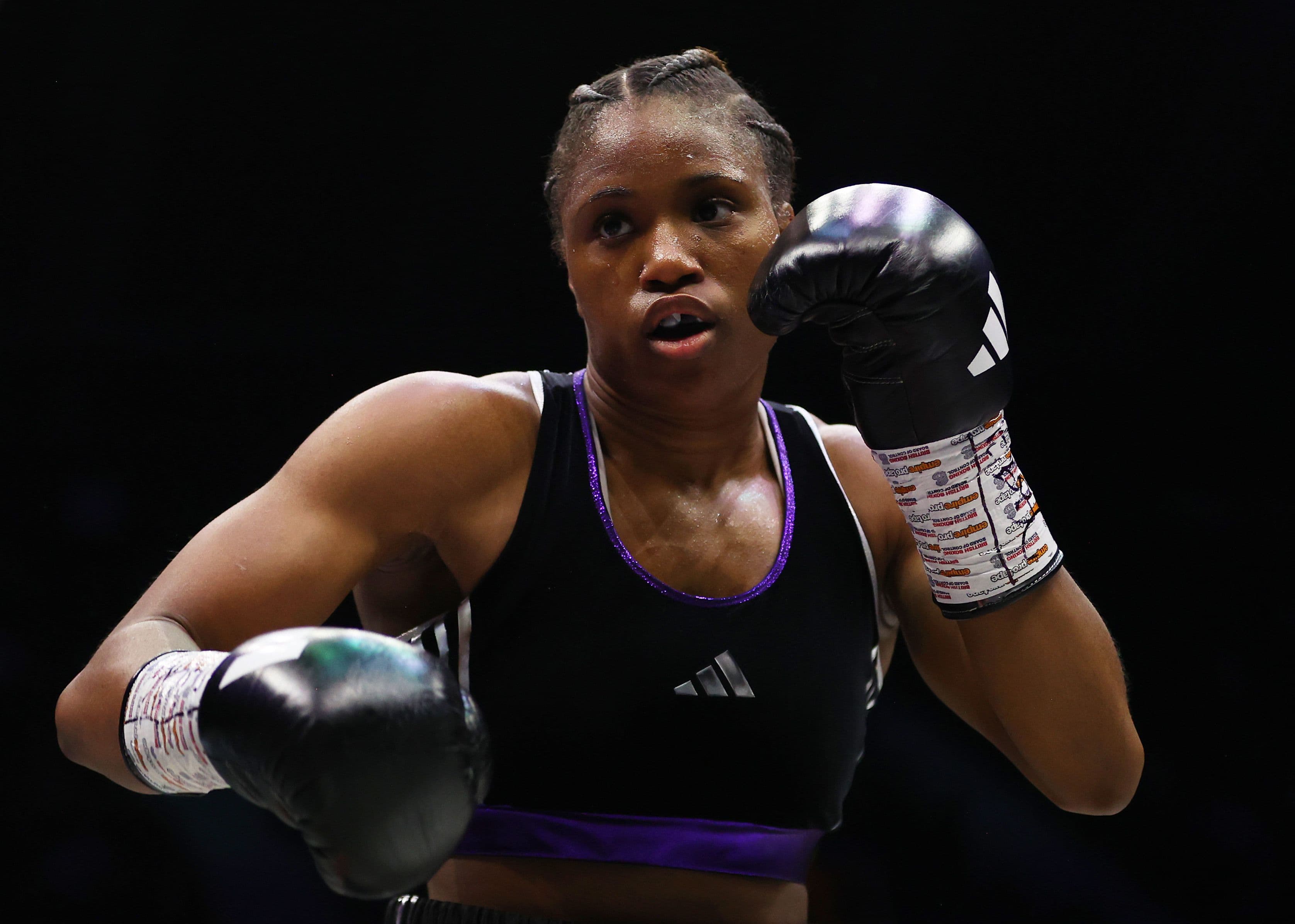 Caroline Dubois looks on during the IBO World Lightweight title 