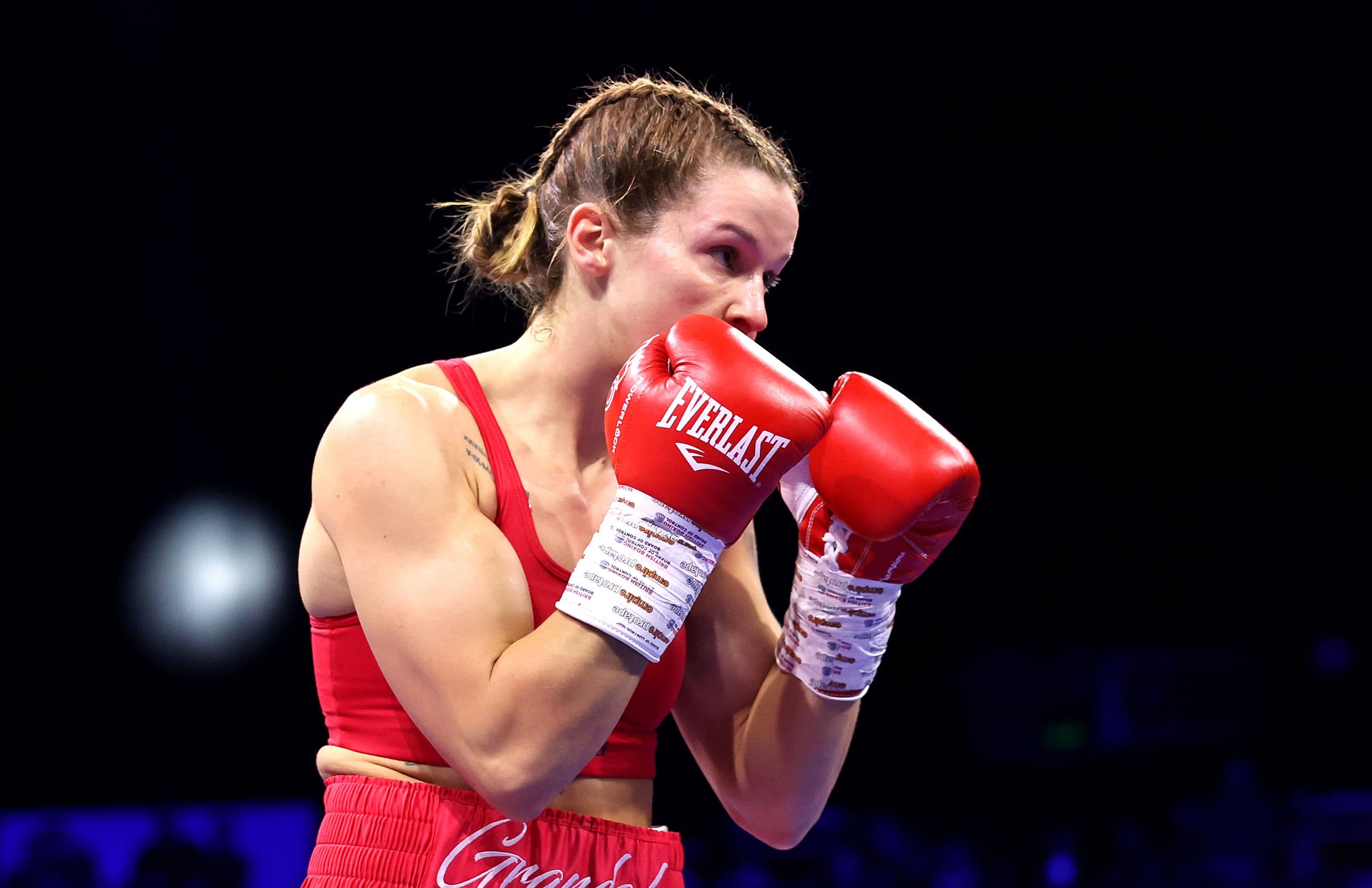 Terri Harper looks on during the WBO World Welterweight Title 