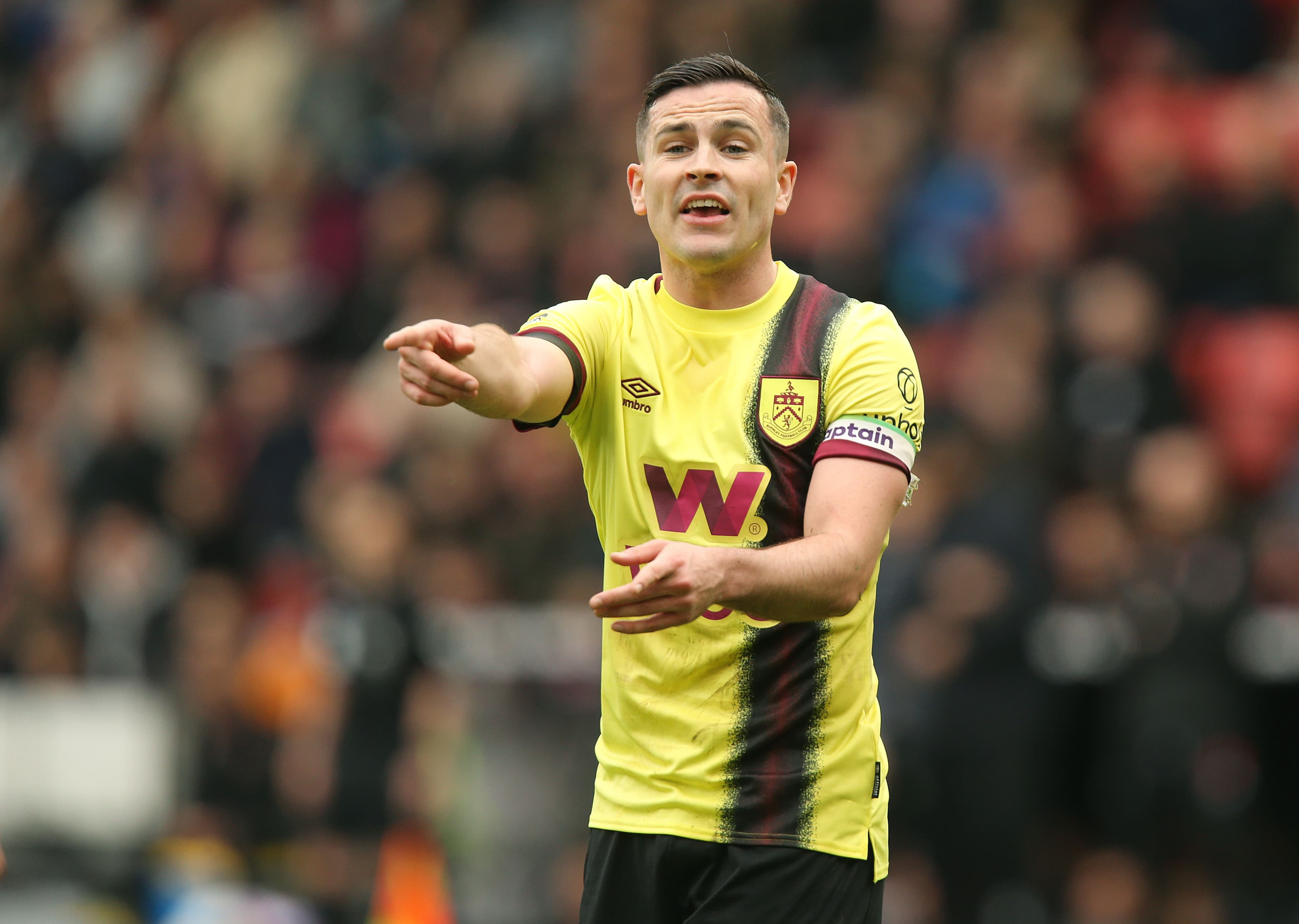 Burnley's Josh Cullen gestures during the Premier League