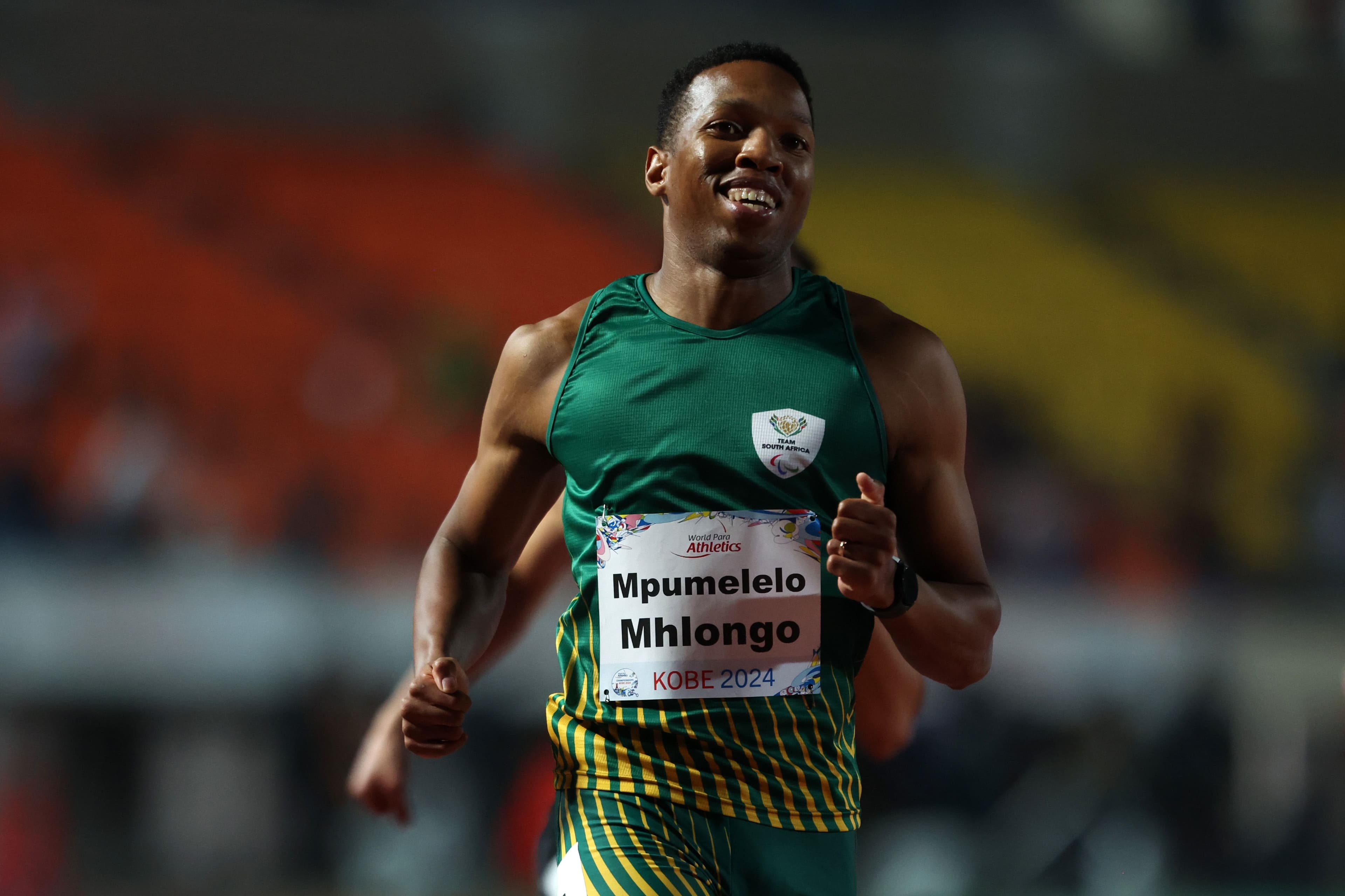 Mpumelelo Mhlongo of South Africa celebrates winning the gold medal 