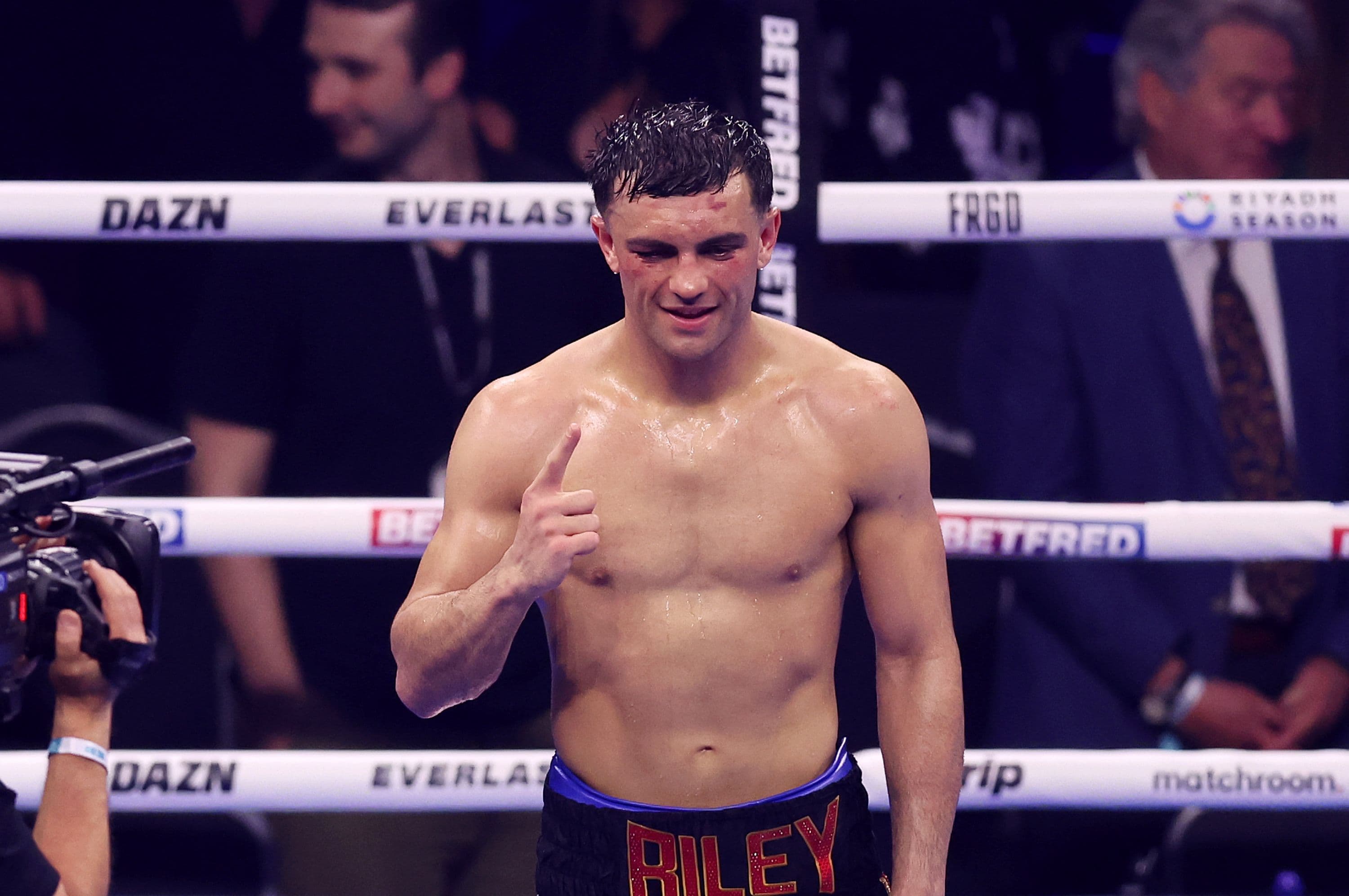 Jack Catterall celebrates after victory in the Super Lightweight Fight between Josh Taylor and Jack Catterall