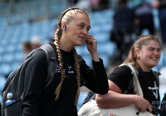 Hannah Jones of Gloucester-Hartpury arrives at the stadium