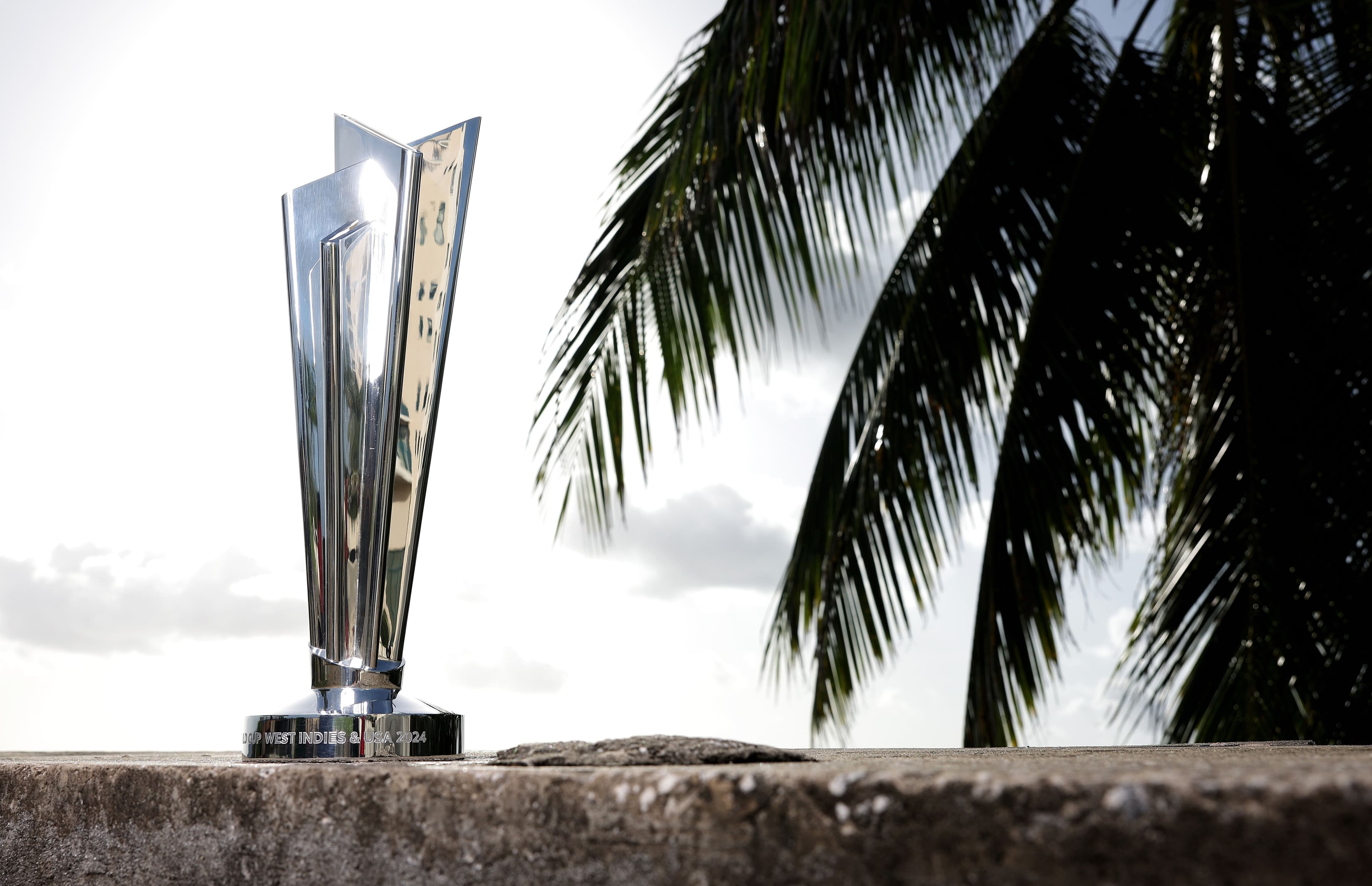 A general view of the ICC T20 trophy prior to the ICC Men's T20 Cricket World Cup