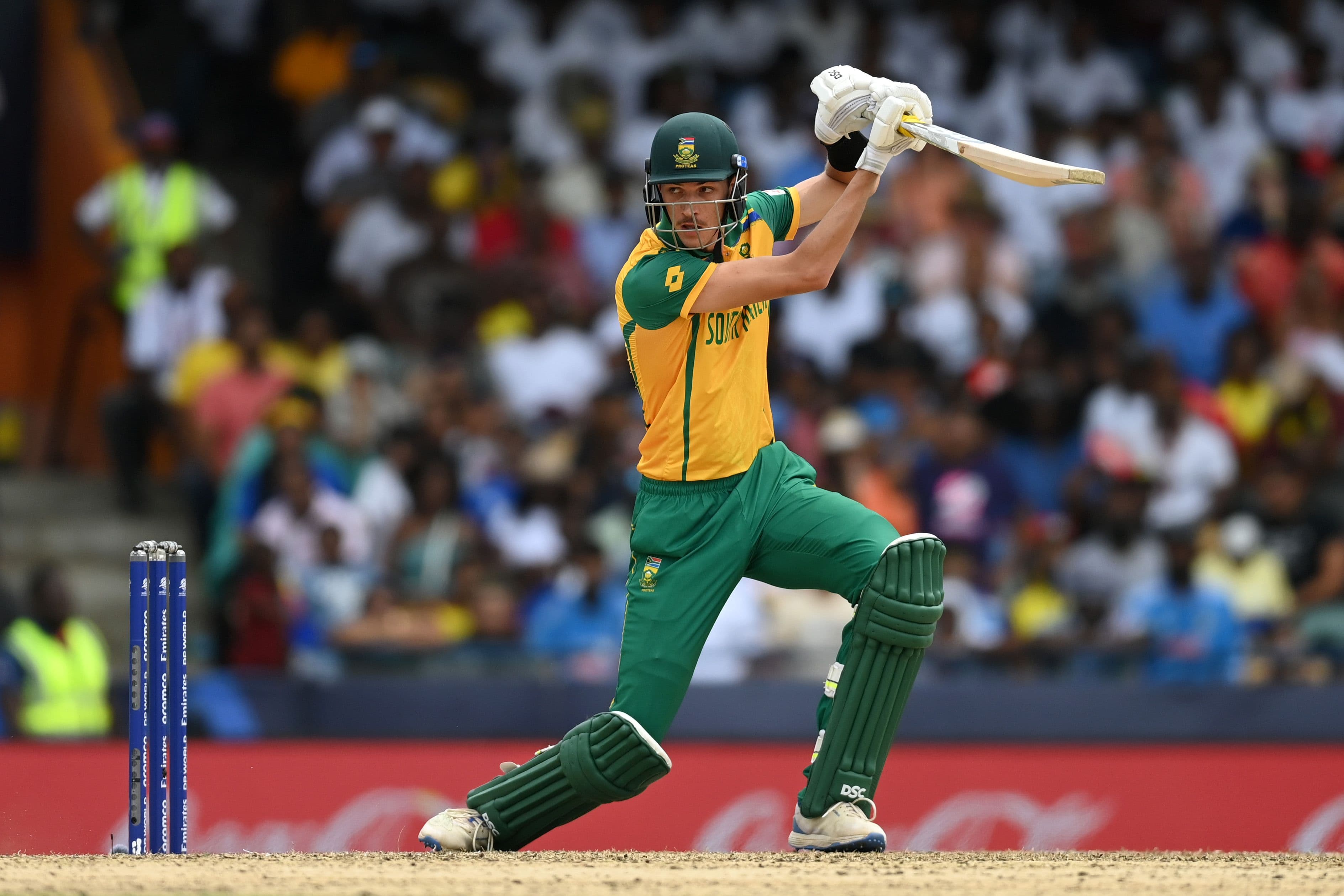 Marco Jansen of South Africa bats during the ICC Men's T20 Cricket World Cup 