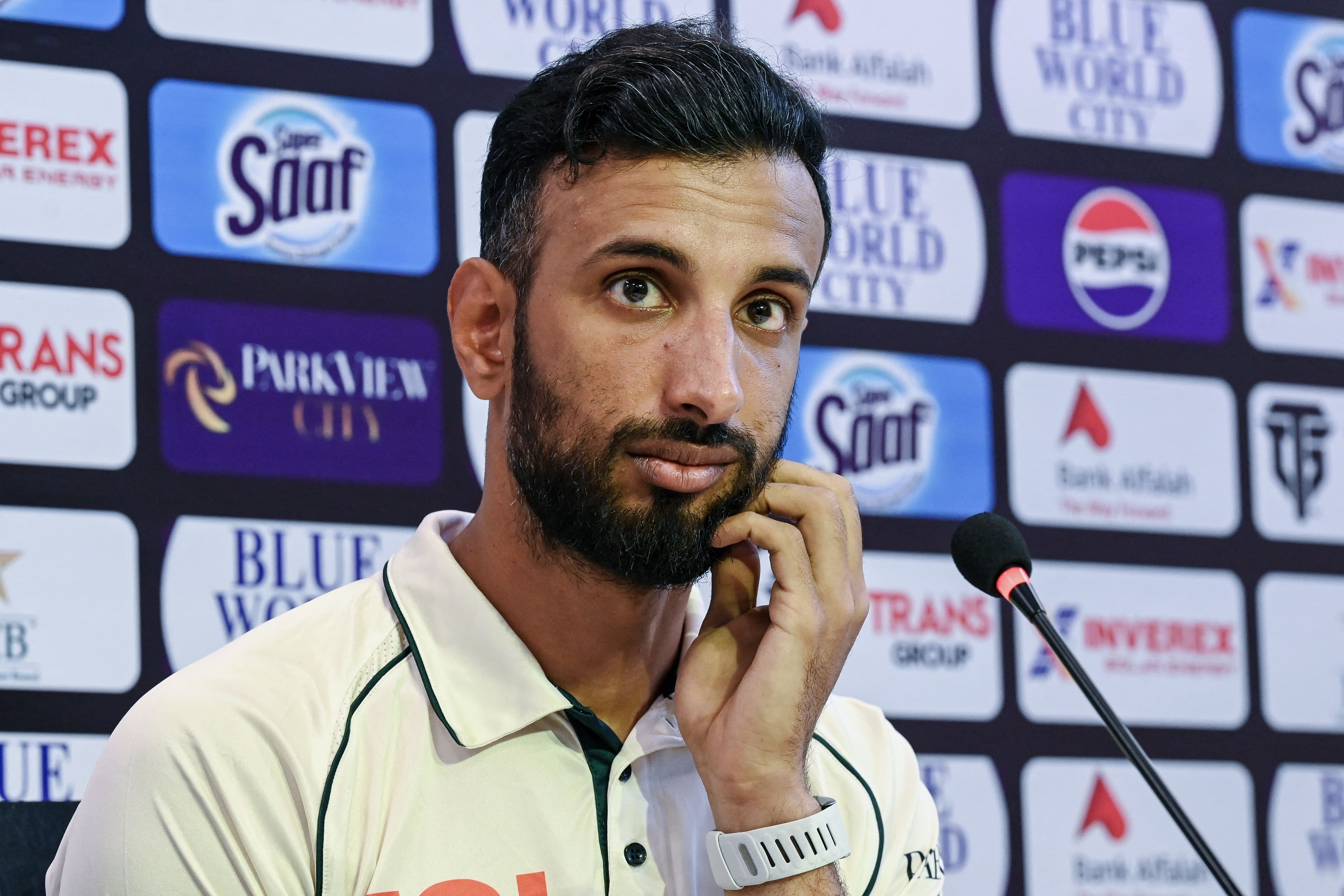 Pakistan's captain Shan Masood gestures 