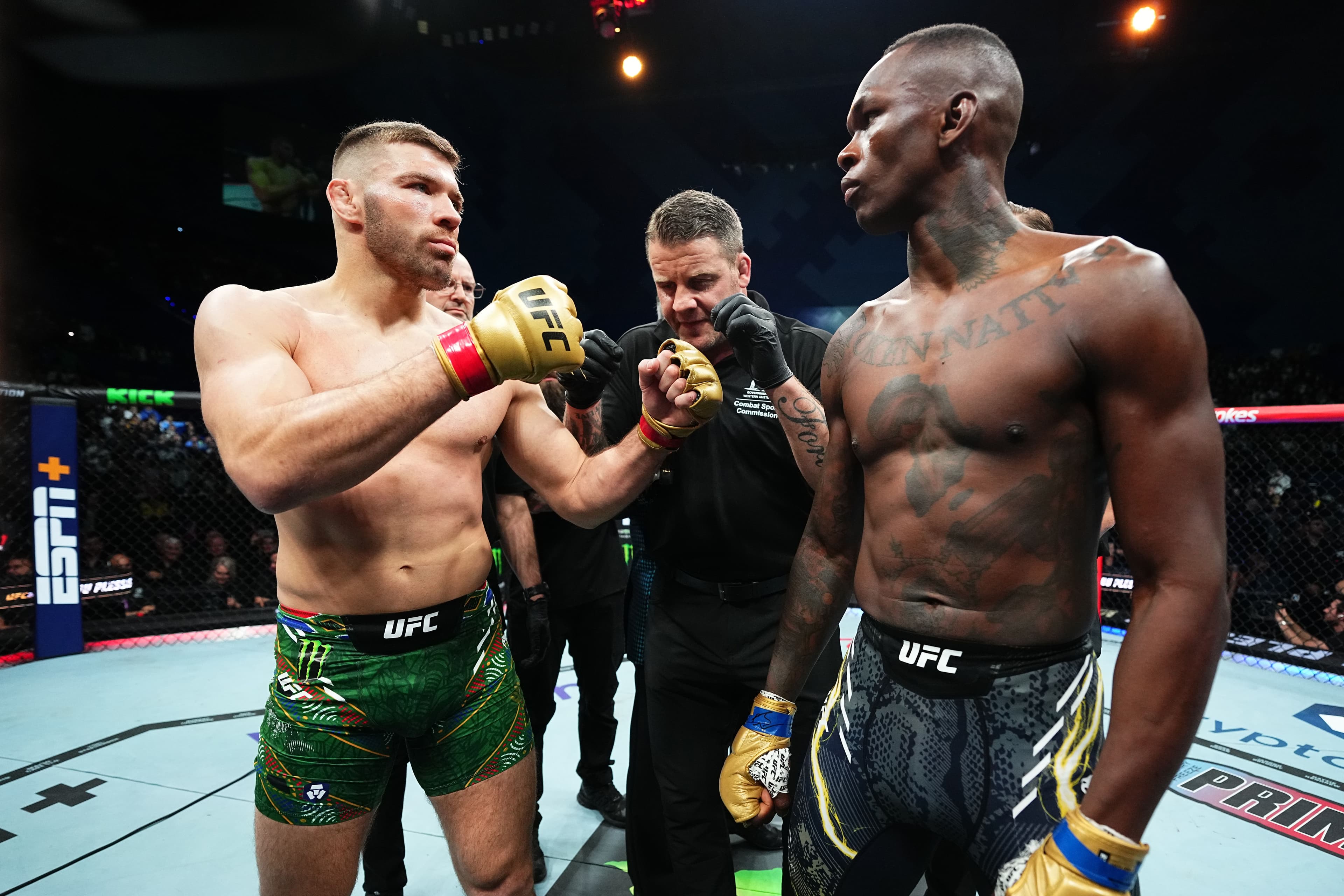 Opponents Dricus Du Plessis of South Africa and Israel Adesanya 