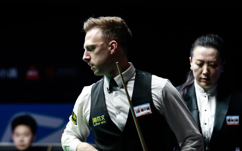 Judd Trump of England reacts in the third round 