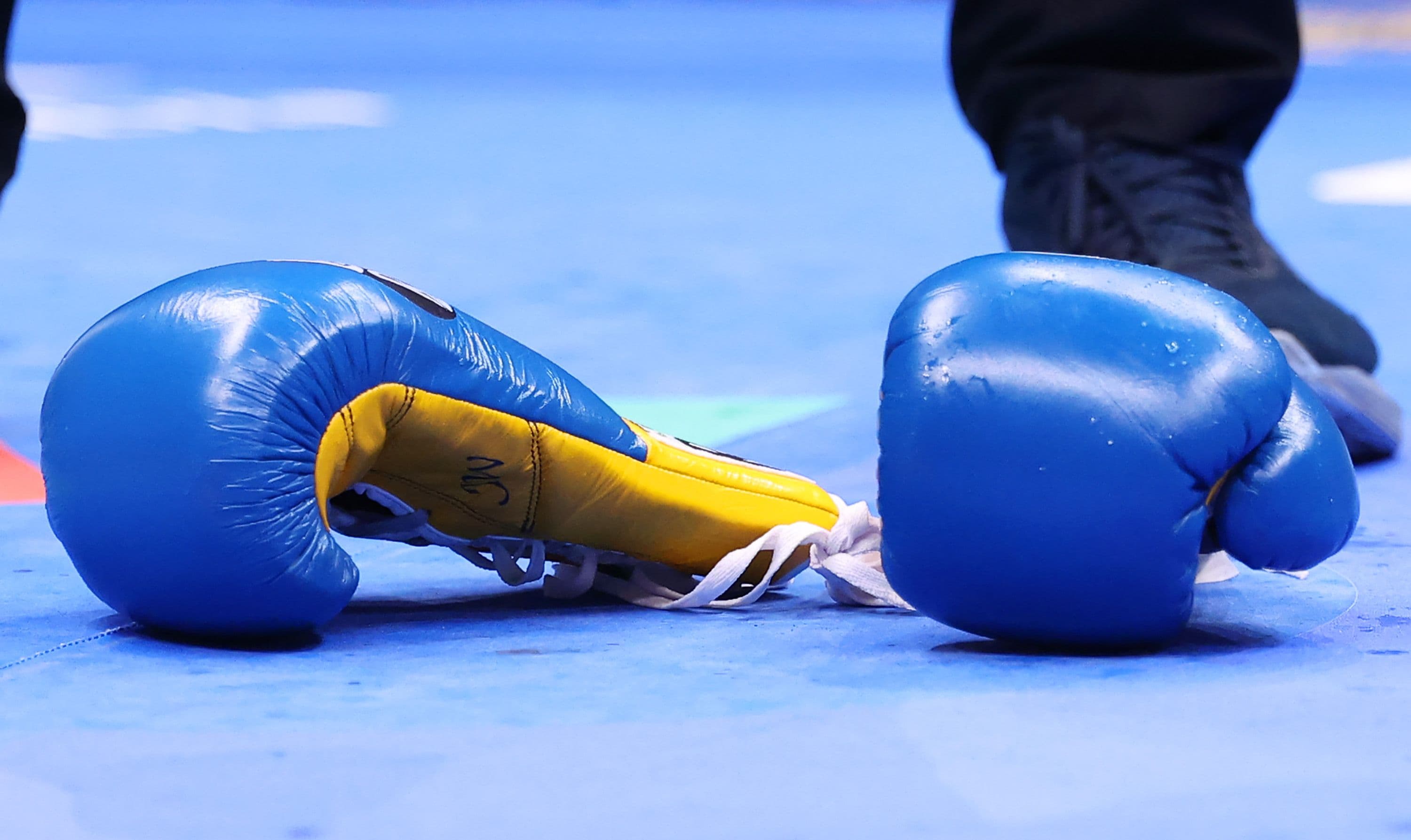 A detailed view of Josh Warrington gloves 