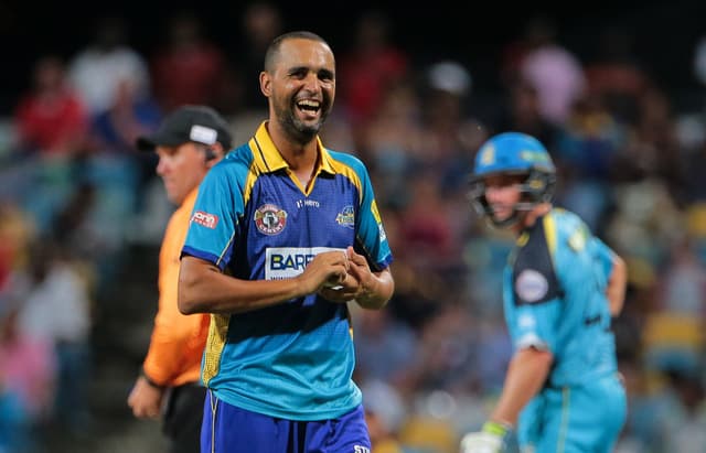 Robin Peterson during Match 18 of the Hero Caribbean Premier League match 