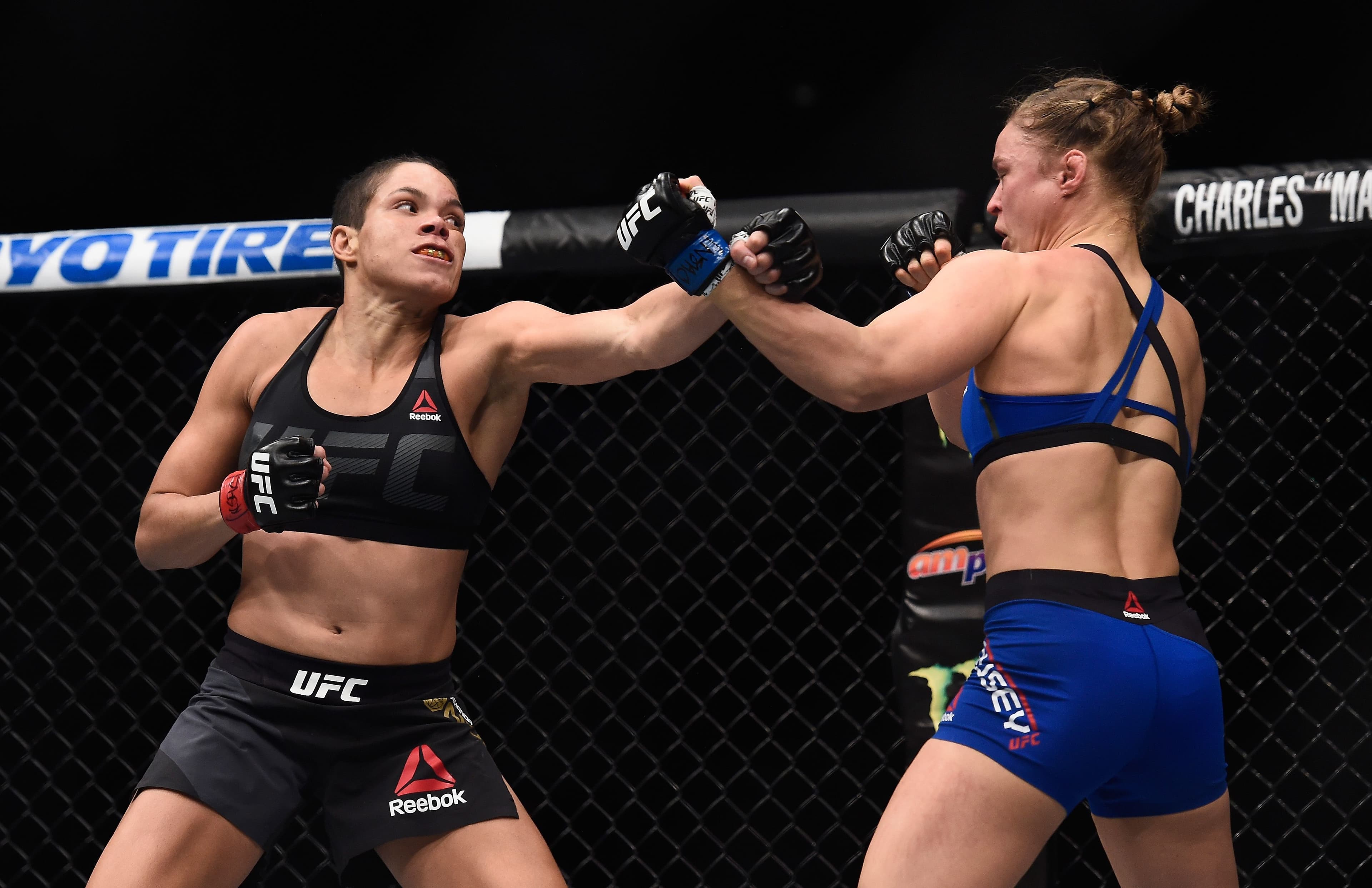 Amanda Nunes of Brazil punches Ronda Rousey 