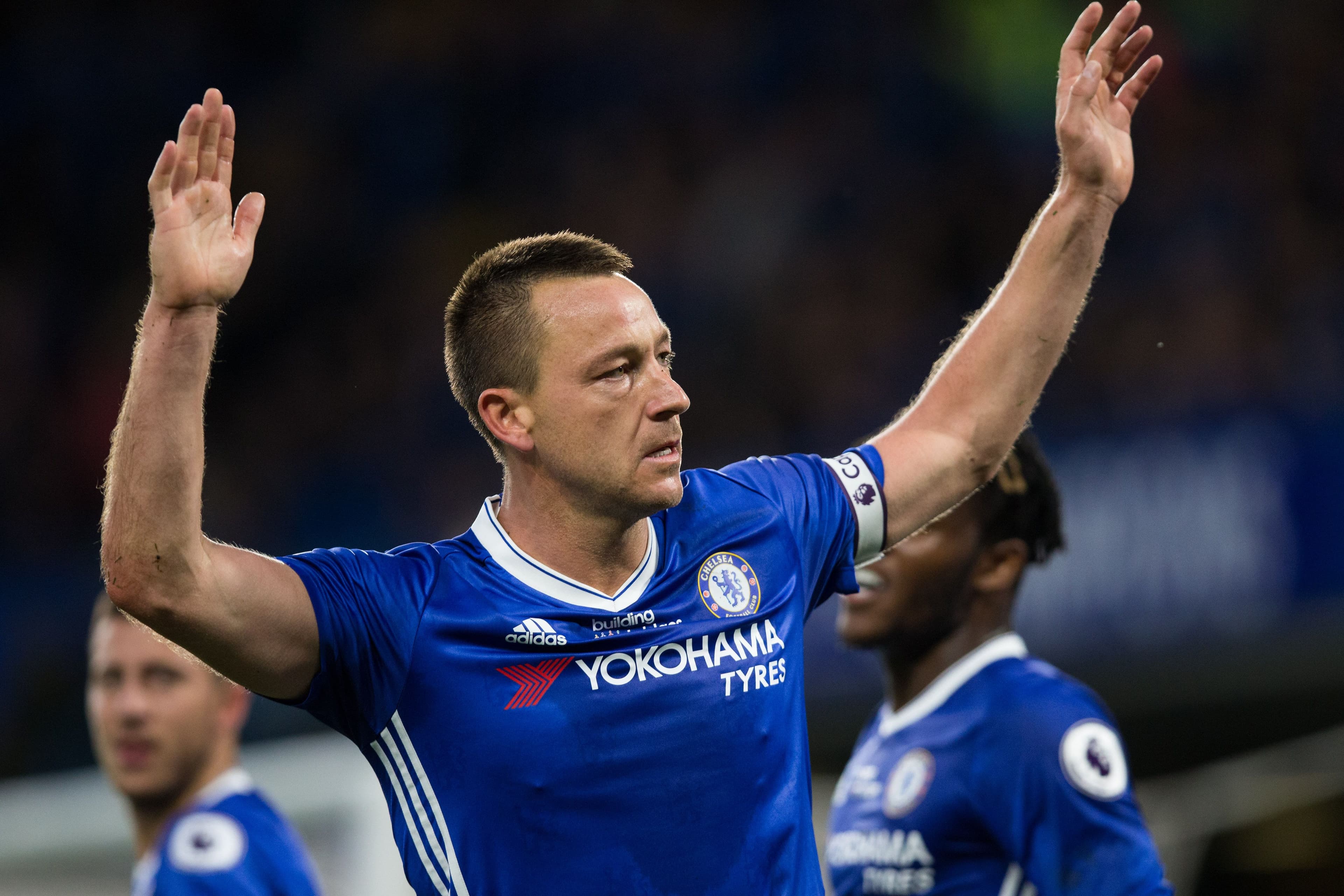 Chelsea's John Terry celebrates scoring the opening goal during the Premier League