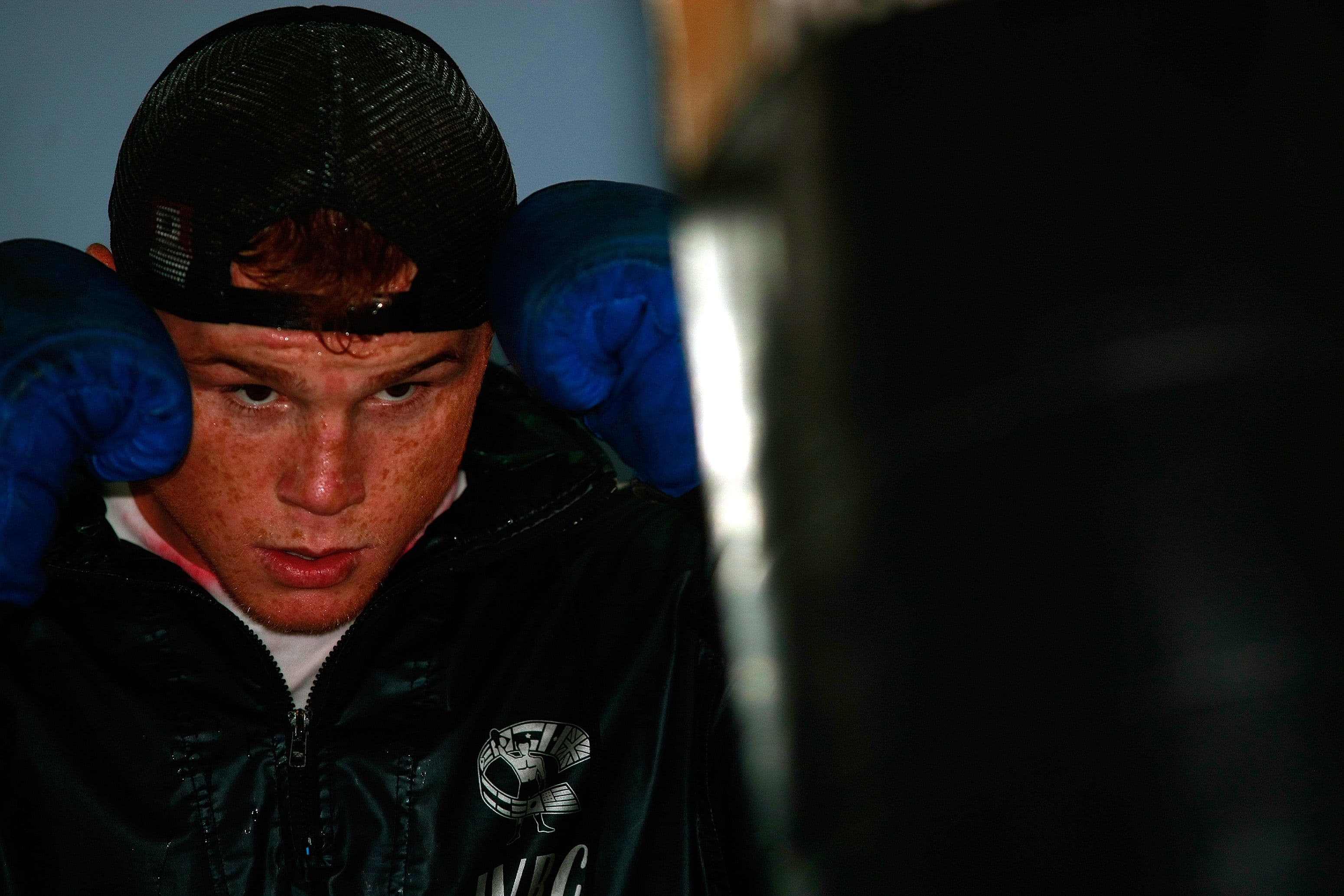 View of a training session of the Mexican boxer Saul Alvarez 