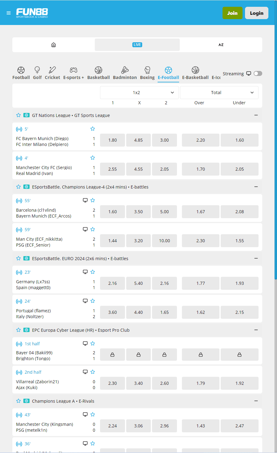 Image for Live Betting on Fun88