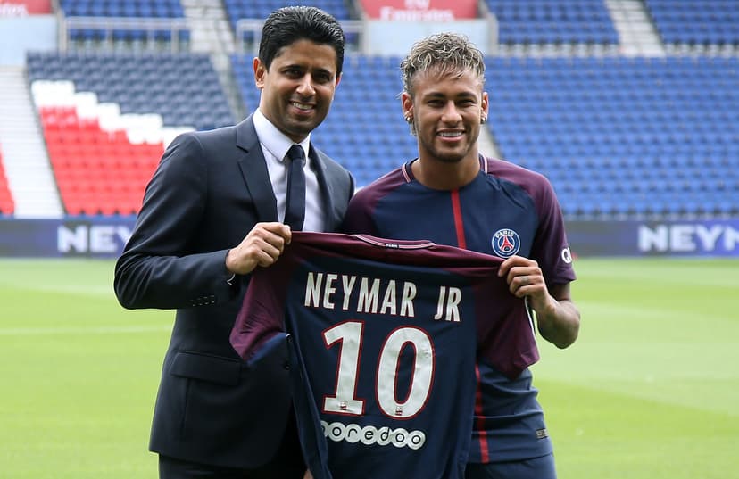 Neymar Jr with President of PSG Nasser Al-Khelaifi