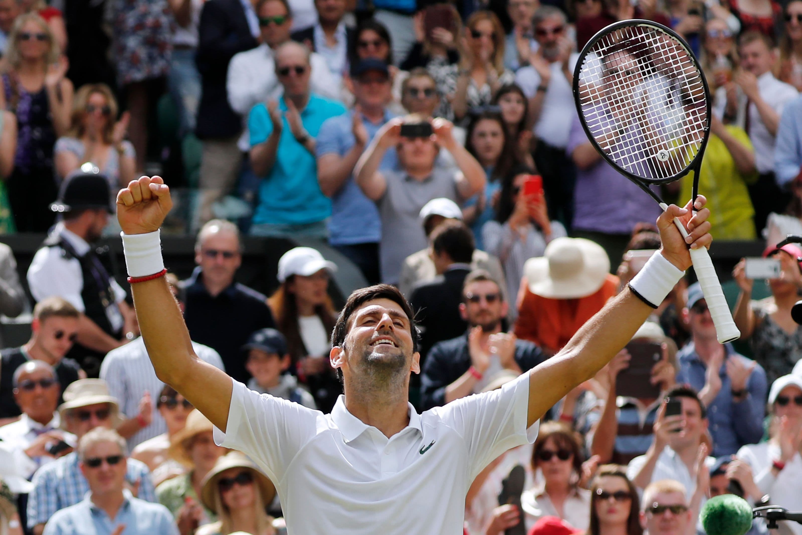 Serbia's Novak Djokovic celebrates